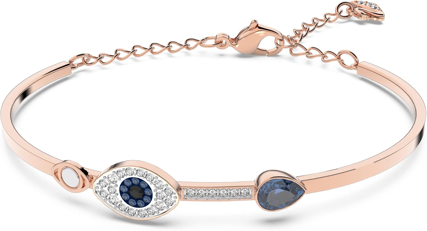 Swarovski Women's Symbolica Evil Eye Bangle Bracelet, Blue Crystal, Mixed Metal Finish, Medium image 1