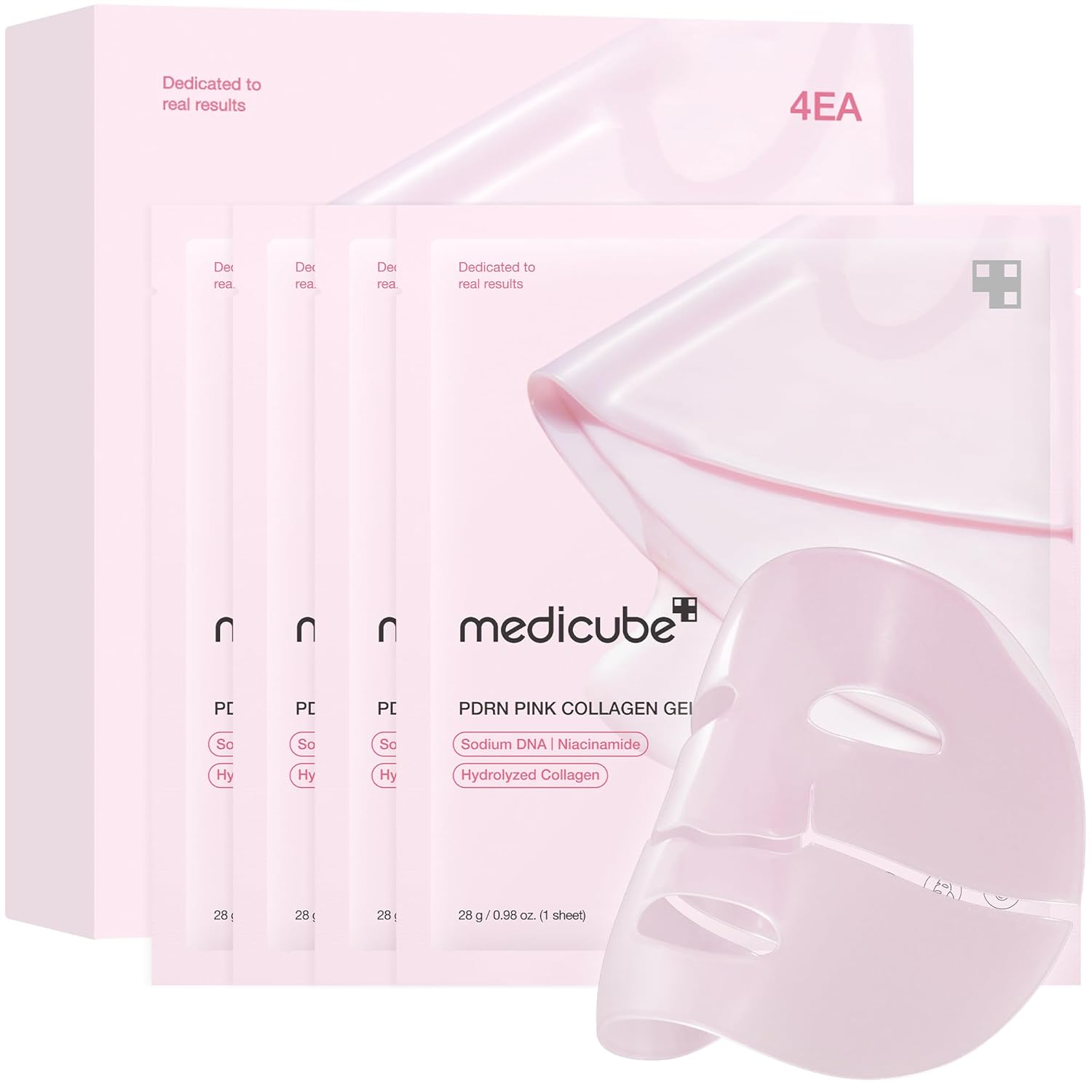medicube Salmon DNA PDRN pink collagen jelly gel mask | overnight face mask for glass glow skin- elasticity, hydrating, firming and moisturizing | korean skincare, 28g, 4ea image 1