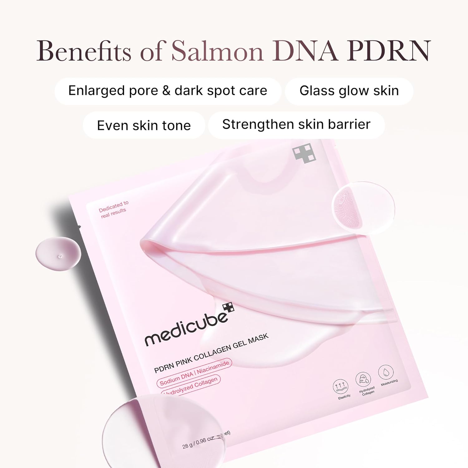 medicube Salmon DNA PDRN pink collagen jelly gel mask | overnight face mask for glass glow skin- elasticity, hydrating, firming and moisturizing | korean skincare, 28g, 4ea image 5