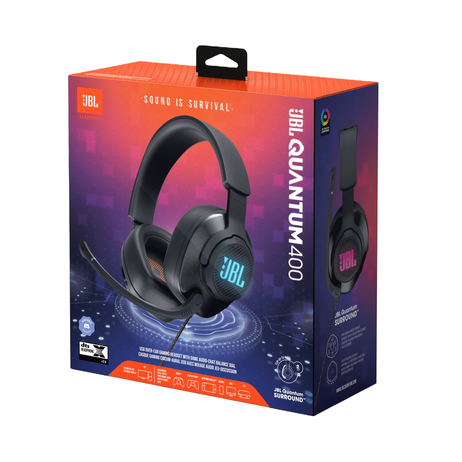 JBL Quantum 400 - USB over-ear PC gaming headset with game-chat dial - Gaming headset to give you an edge over the competition - Black image 13