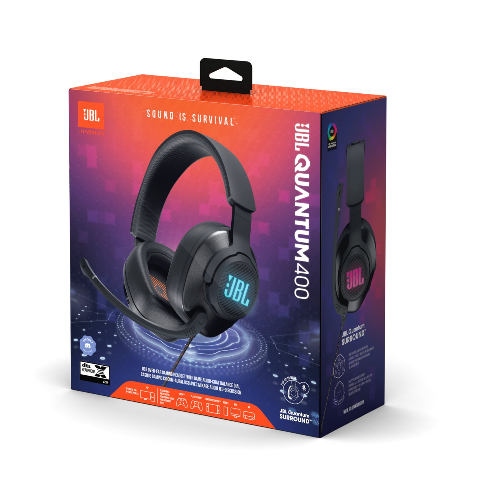 JBL Quantum 400 - USB over-ear PC gaming headset with game-chat dial - Gaming headset to give you an edge over the competition - Black image 14