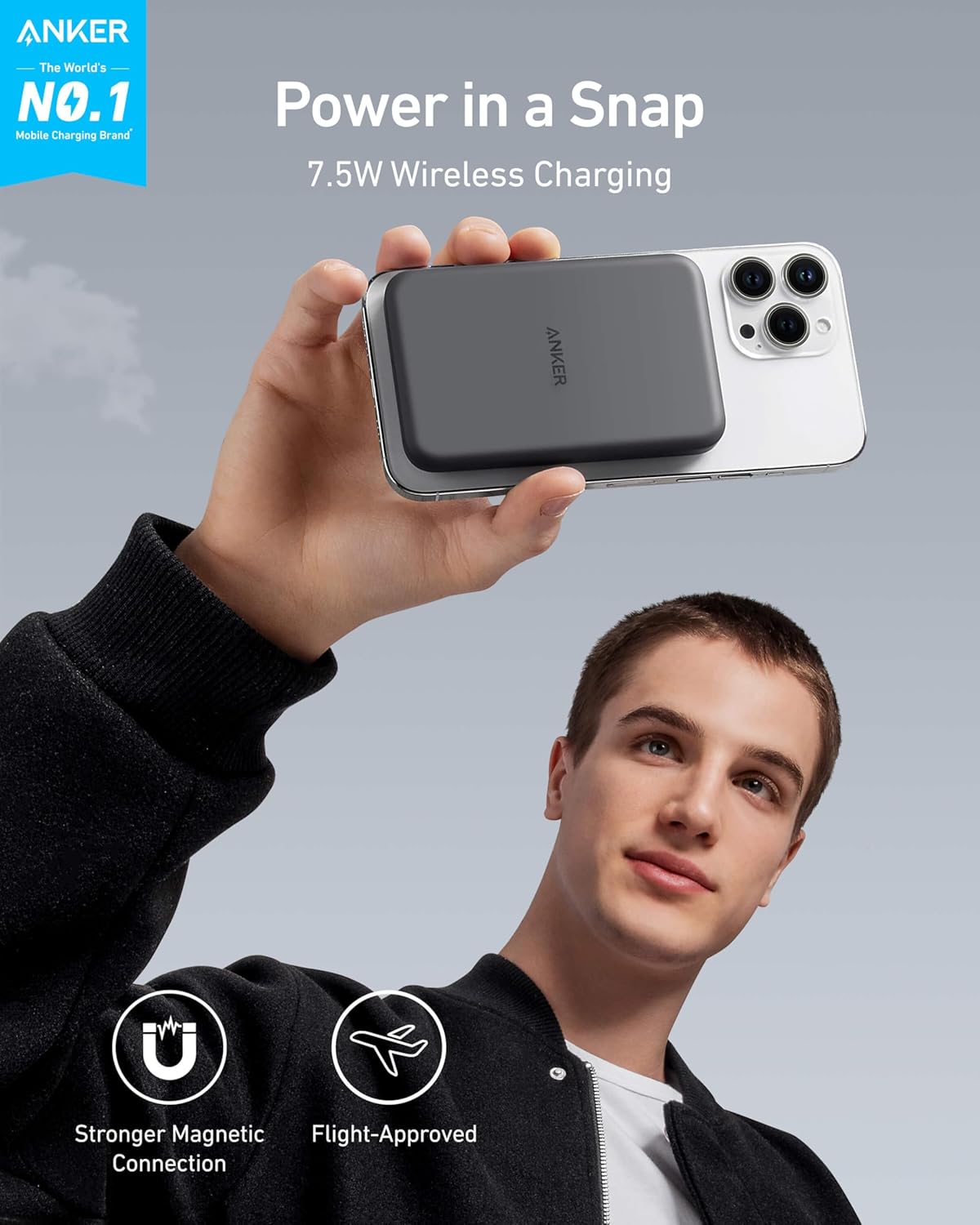 Anker 621 Magnetic Portable Charger (MagGo), 5,000mAh Wireless Power Bank with USB-C Cable, Magsafe-Compatible Battery Pack for iPhone 16/15/14/13/12 Series image 2