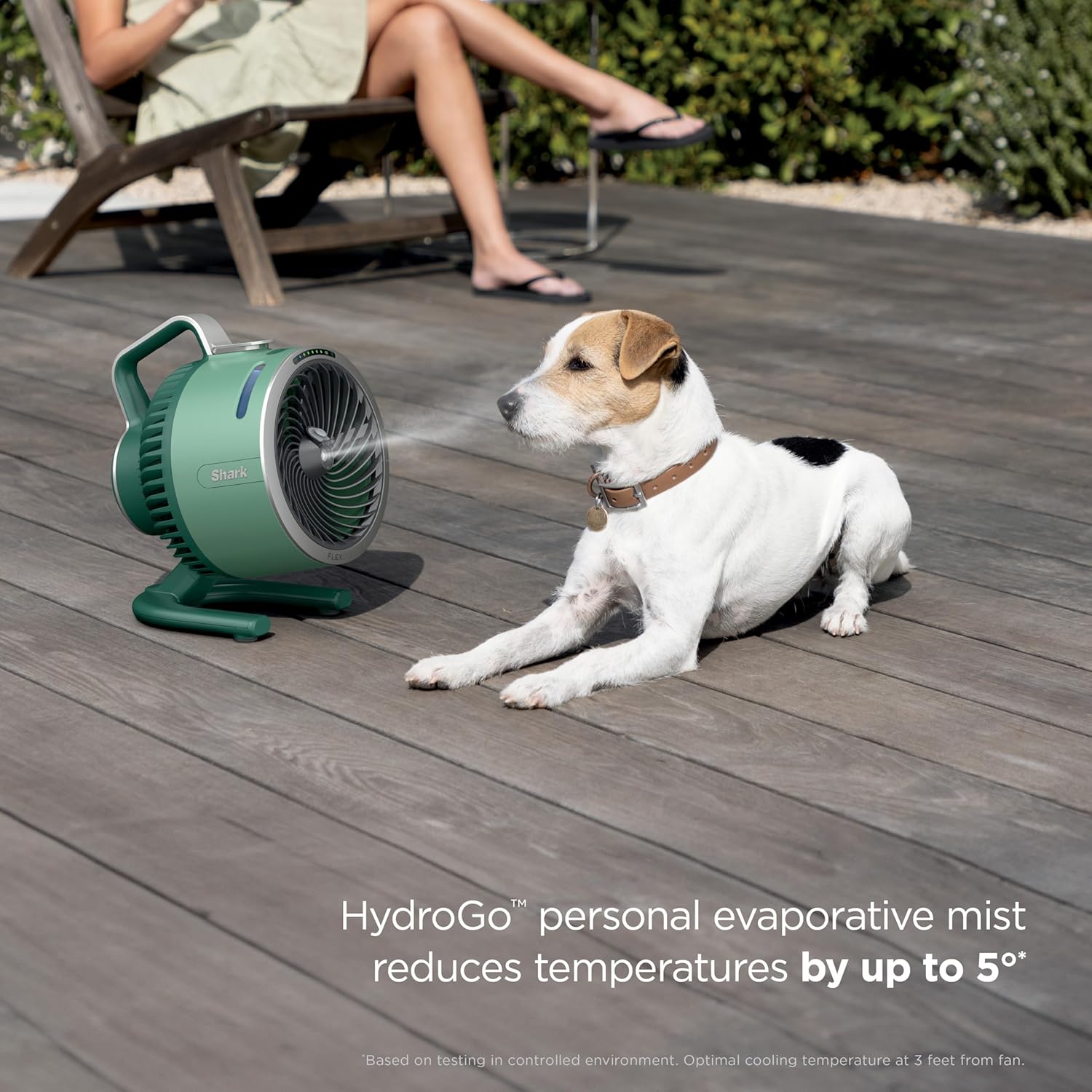 Shark FlexBreeze HydroGo Fan + Car Charger — Ultra-powerful portable fan that mists indoors & outdoors. Long lasting battery, 5 speeds, 2 bonus modes, & evaporative misting, Spruce, FA052QGN image 2