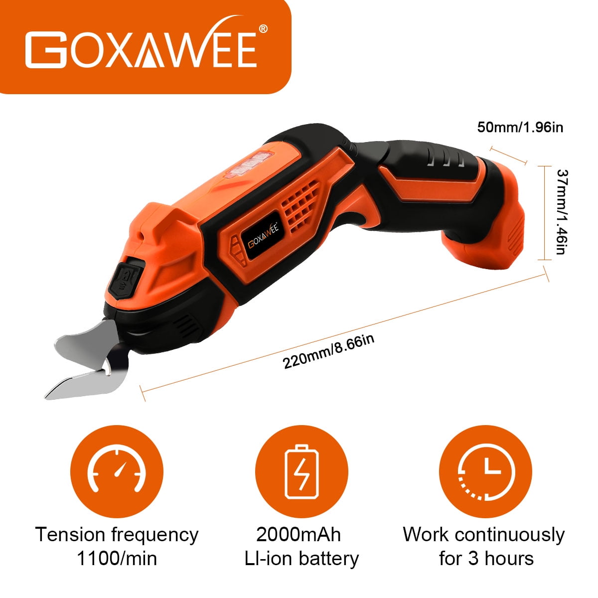 GOXAWEE Lightweight Farbric Cordless Electric Scissors, Black, 10.35 x 4.06 x 2.32 Inches, G5269-N image 6