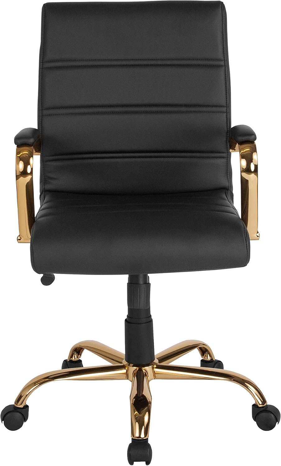 Flash Furniture Whitney Mid-Back Swivel LeatherSoft Desk Chair with Wheels, Padded Seat and Armrests, Adjustable Height Padded Office Chair, Black image 13