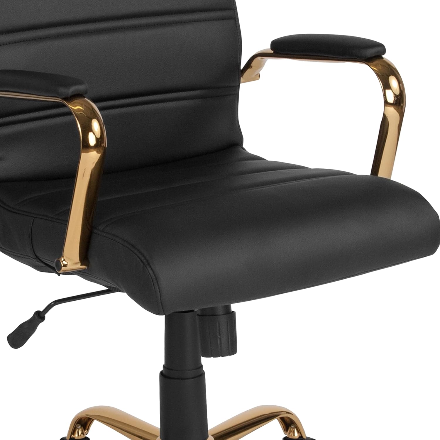 Flash Furniture Whitney Mid-Back Swivel LeatherSoft Desk Chair with Wheels, Padded Seat and Armrests, Adjustable Height Padded Office Chair, Black image 14