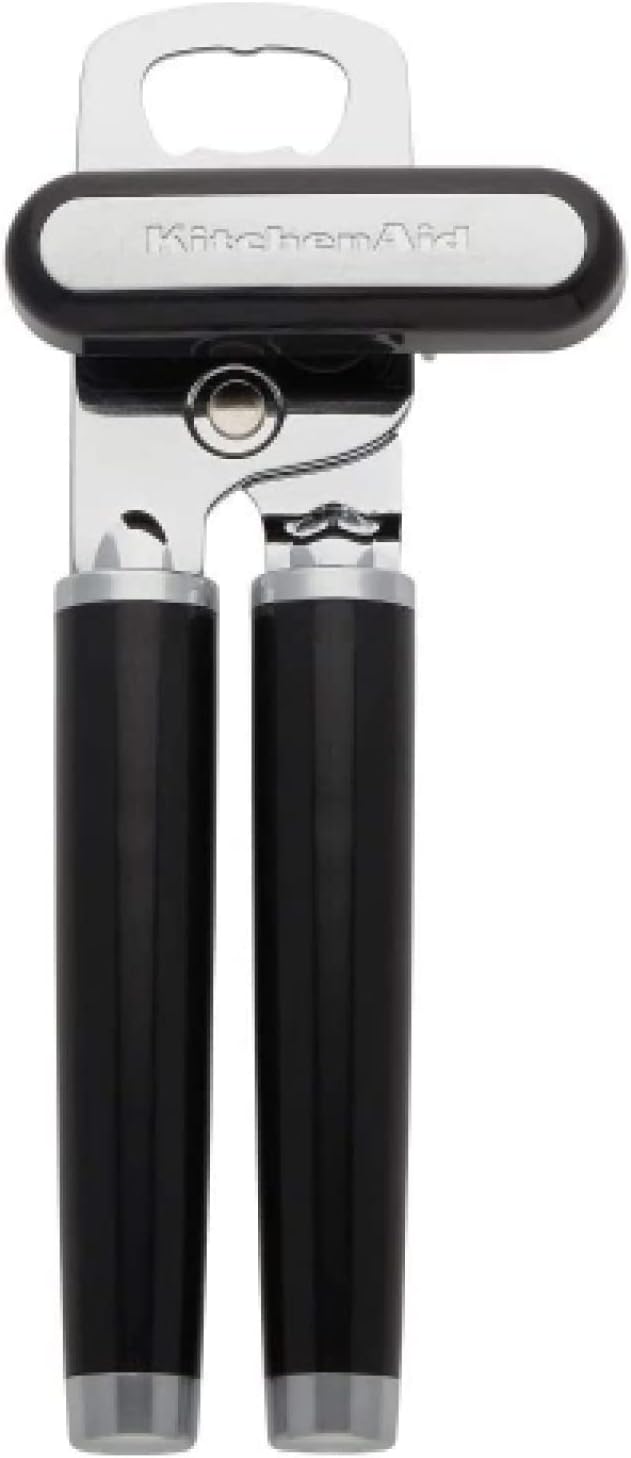 KitchenAid Classic Multifunction Can Opener and Bottle Opener Easy to Use, Razor Sharp Stainless Steel Cutting Wheel, Soft Ergonomic Handles, Black image 1
