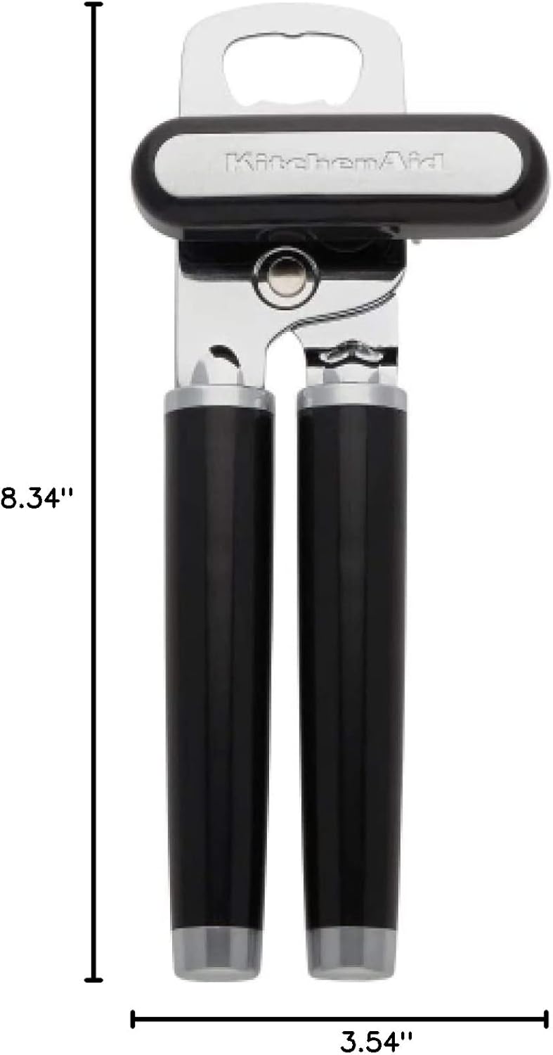 KitchenAid Classic Multifunction Can Opener and Bottle Opener Easy to Use, Razor Sharp Stainless Steel Cutting Wheel, Soft Ergonomic Handles, Black image 8