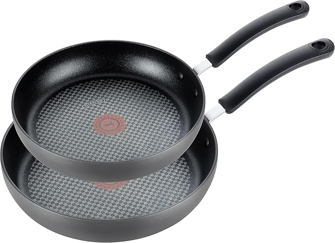 T-fal Ultimate Hard Anodized Nonstick Fry Pan Set 2 Piece, 8, 10 Inch, Oven Broiler Safe 400F, Kitchen, Cookware, Pots and Pans Set Non Stick, Frying Pans, Dishwasher Safe, Black image 1
