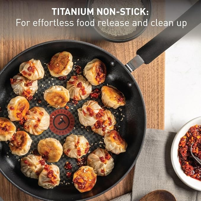 T-fal Ultimate Hard Anodized Nonstick Fry Pan Set 2 Piece, 8, 10 Inch, Oven Broiler Safe 400F, Kitchen, Cookware, Pots and Pans Set Non Stick, Frying Pans, Dishwasher Safe, Black image 3