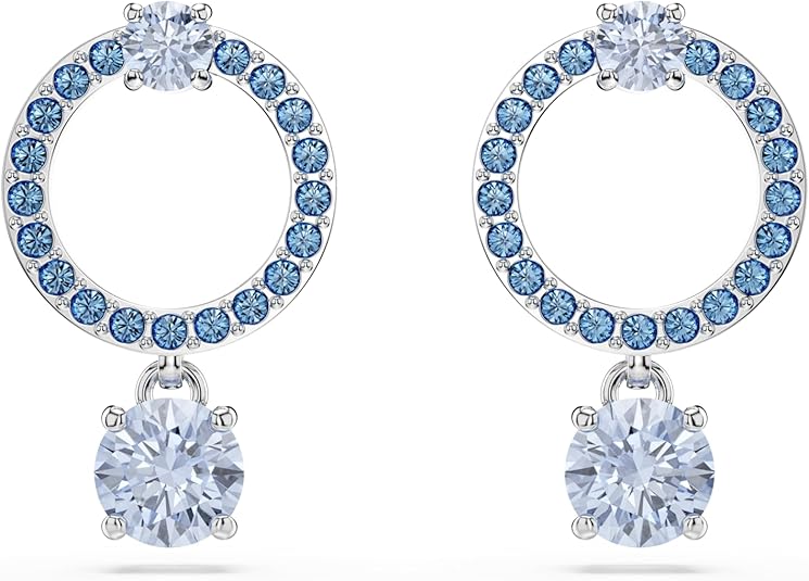 Swarovski Attract Crystal Drop Earrings, Green, Pink, Blue, Pink Stones, Pear and Round Cut Crystals, Part of the Swarovski Attract Collection image 1