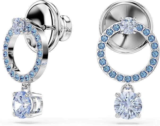 Swarovski Attract Crystal Drop Earrings, Green, Pink, Blue, Pink Stones, Pear and Round Cut Crystals, Part of the Swarovski Attract Collection image 2