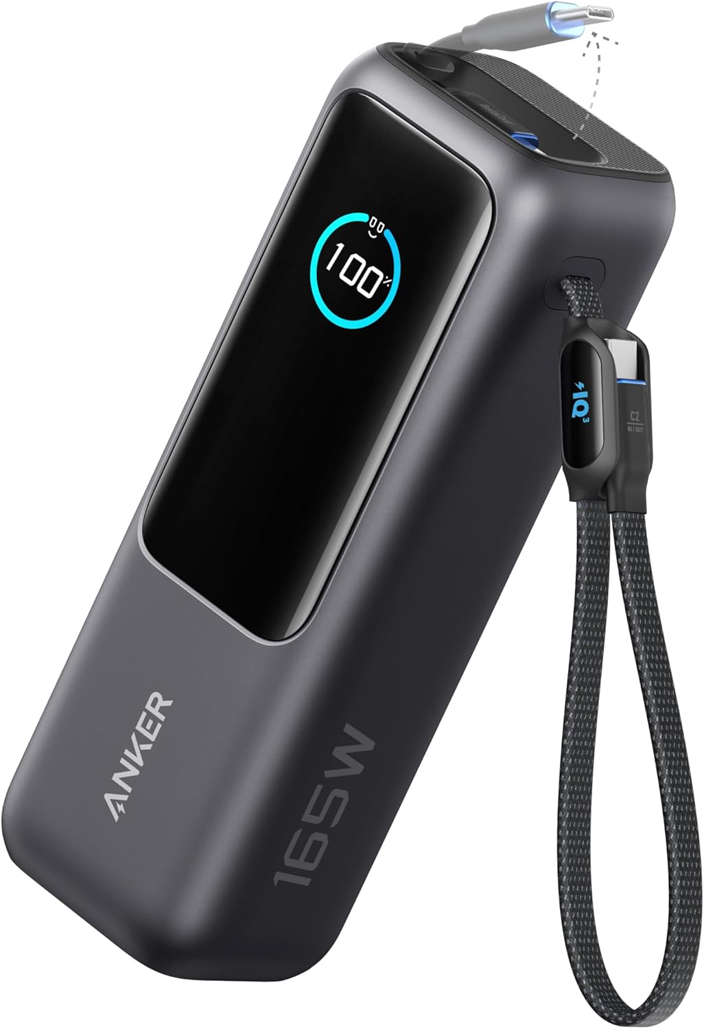 Anker Laptop Power Bank, 25,000mAh Portable Charger with Triple 100W USB-C Ports, Built-in and Retractable Cables, for iPhone 16/15 Series, MacBook, Samsung, and More (Flight-Approved) image 1