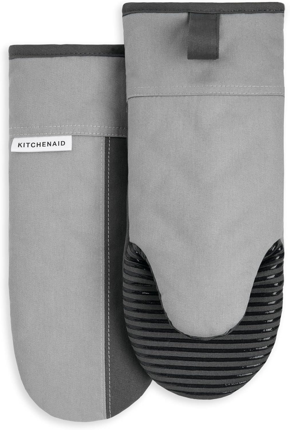 KitchenAid Beacon Two-Tone Non-Slip Oven Mitt Set, Cool Grey/Frost Grey, 5.75"x13", 2 Piece image 1