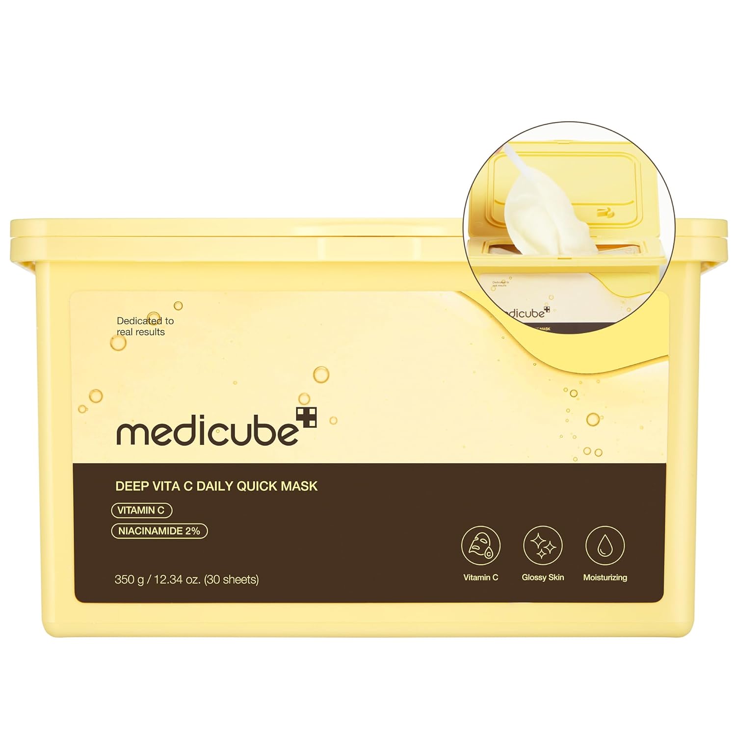 Medicube Deep Vita C Daily Quick 30 Sheet Masks - Vegan Certified, Quick Dispenser, Triple Vitamin Complex For Radiance and Hydration - Korean Face Masks image 1