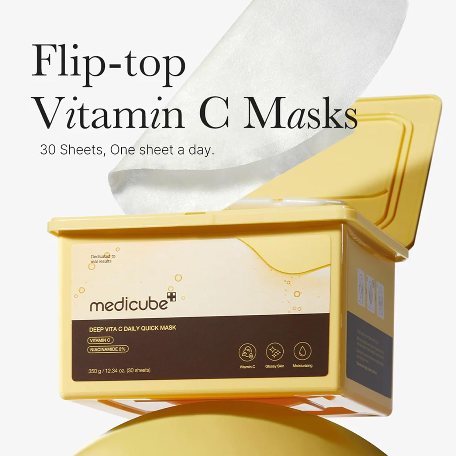 Medicube Deep Vita C Daily Quick 30 Sheet Masks - Vegan Certified, Quick Dispenser, Triple Vitamin Complex For Radiance and Hydration - Korean Face Masks image 2