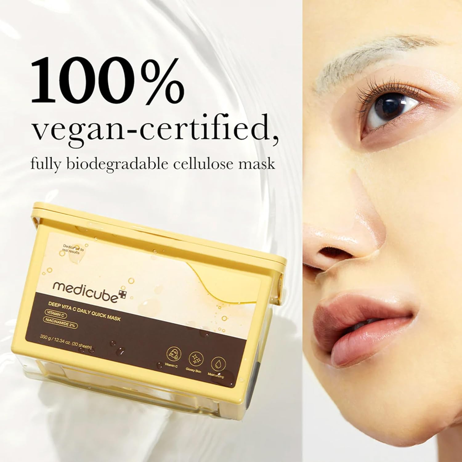 Medicube Deep Vita C Daily Quick 30 Sheet Masks - Vegan Certified, Quick Dispenser, Triple Vitamin Complex For Radiance and Hydration - Korean Face Masks image 4