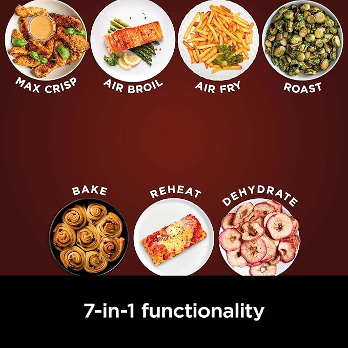Ninja Air Fryer Pro XL 7-in-1, Max Crisp Tech, 450F for Hotter, Crispy Results, 6.5 QT Capacity fits 9lb wings, Max Crisp, Broil, Air Fry, Roast, Bake, Reheat, Dehydrate, Space Saving, Grey, AF182AMZ image 4