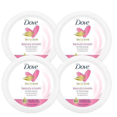 Dove Nourishing Body Care, Face, Hand, and Body Beauty Cream for Normal to Dry Skin Lotion for Women with 24-Hour Moisturization, 4-Pack, 2.53 Oz Each Jar image 1