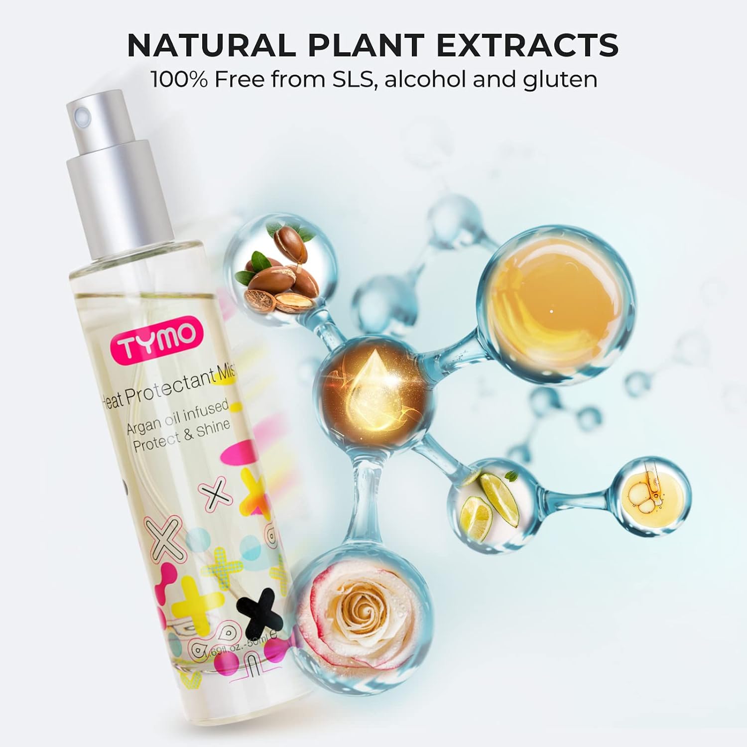 TYMO Heat Protectant Spray for Hair with Argan Oil for Styling Tools, Heat Protection Spray to Smooth & Hydrate, Natural Clean Formulation, Multi-benefit Treatment, Lightweight for All Hair Types image 4