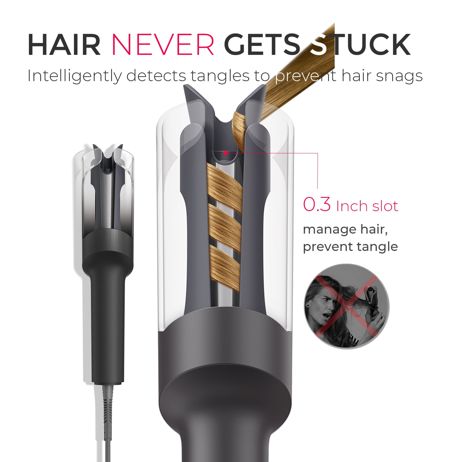 TYMO CURLPRO Automatic Curling Iron, Rotating Curling Wand for Lasting Beach Waves, 500M Ionic, Dual Voltage & Lightweight, 1 inch, Black Fade image 4