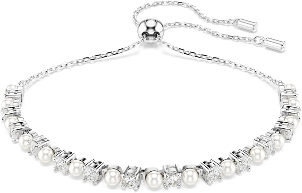 Swarovski Matrix Pendant, Earrings, Bracelet, Crystal Pearl, Round Cut Clear Crystals, Rhodium and Rose Gold-Tone Finishes image 1