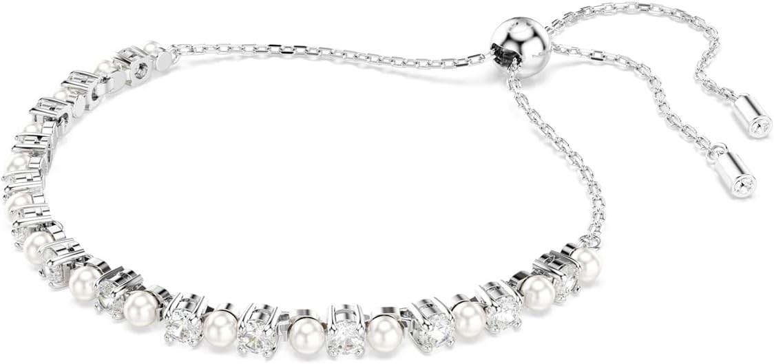 Swarovski Matrix Pendant, Earrings, Bracelet, Crystal Pearl, Round Cut Clear Crystals, Rhodium and Rose Gold-Tone Finishes image 2