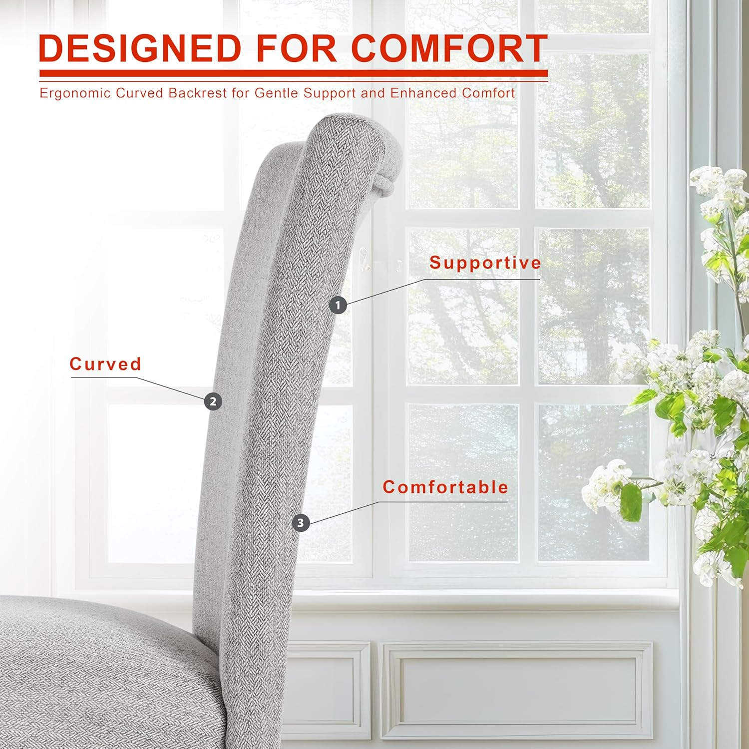 HomePop Parsons Classic Upholstered Accent Dining Chair, Single Pack, Light Grey image 5