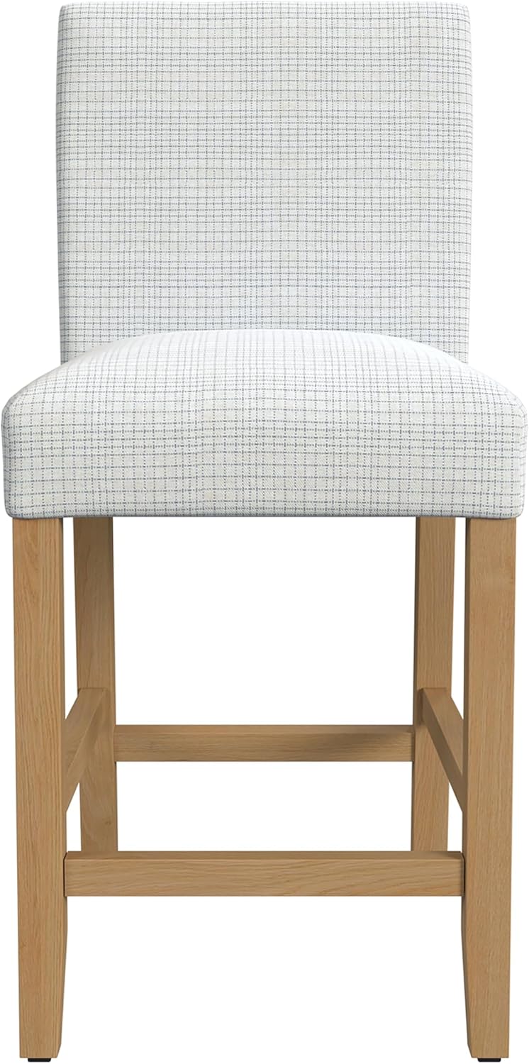 HomePop Home Decor | Classic Counter Height Bar Stools | 24 Inch Bar Stools | Decorative Home Furniture, Cream Mini Grid Pattern image 4