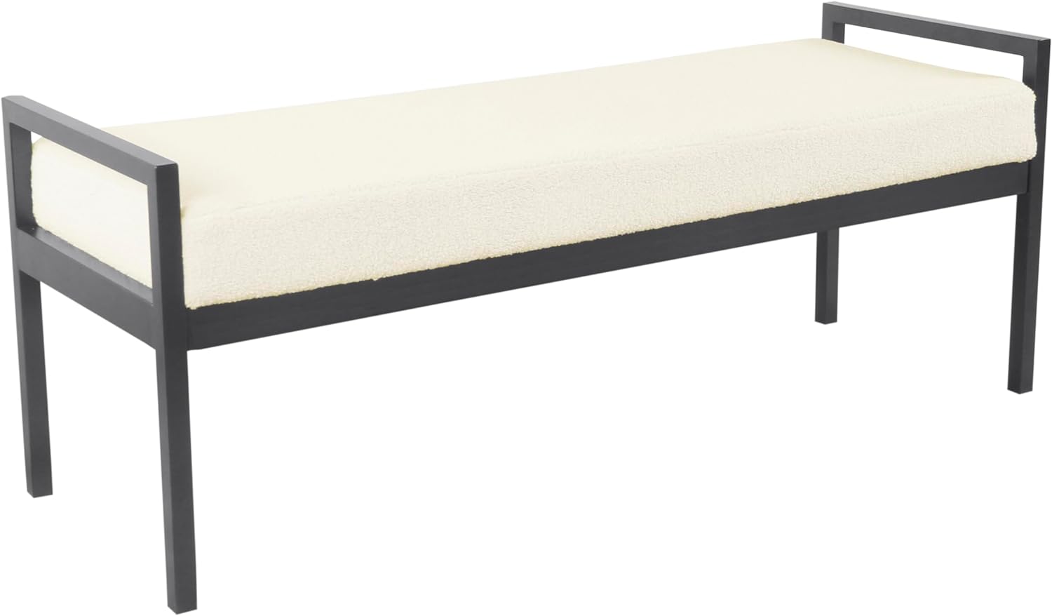HomePop Modern Metal Bench|Bench for Living Room & Bedroom | Decorative Home Furniture -Sherpa Cream image 1