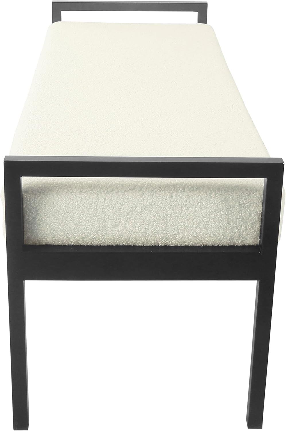 HomePop Modern Metal Bench|Bench for Living Room & Bedroom | Decorative Home Furniture -Sherpa Cream image 5