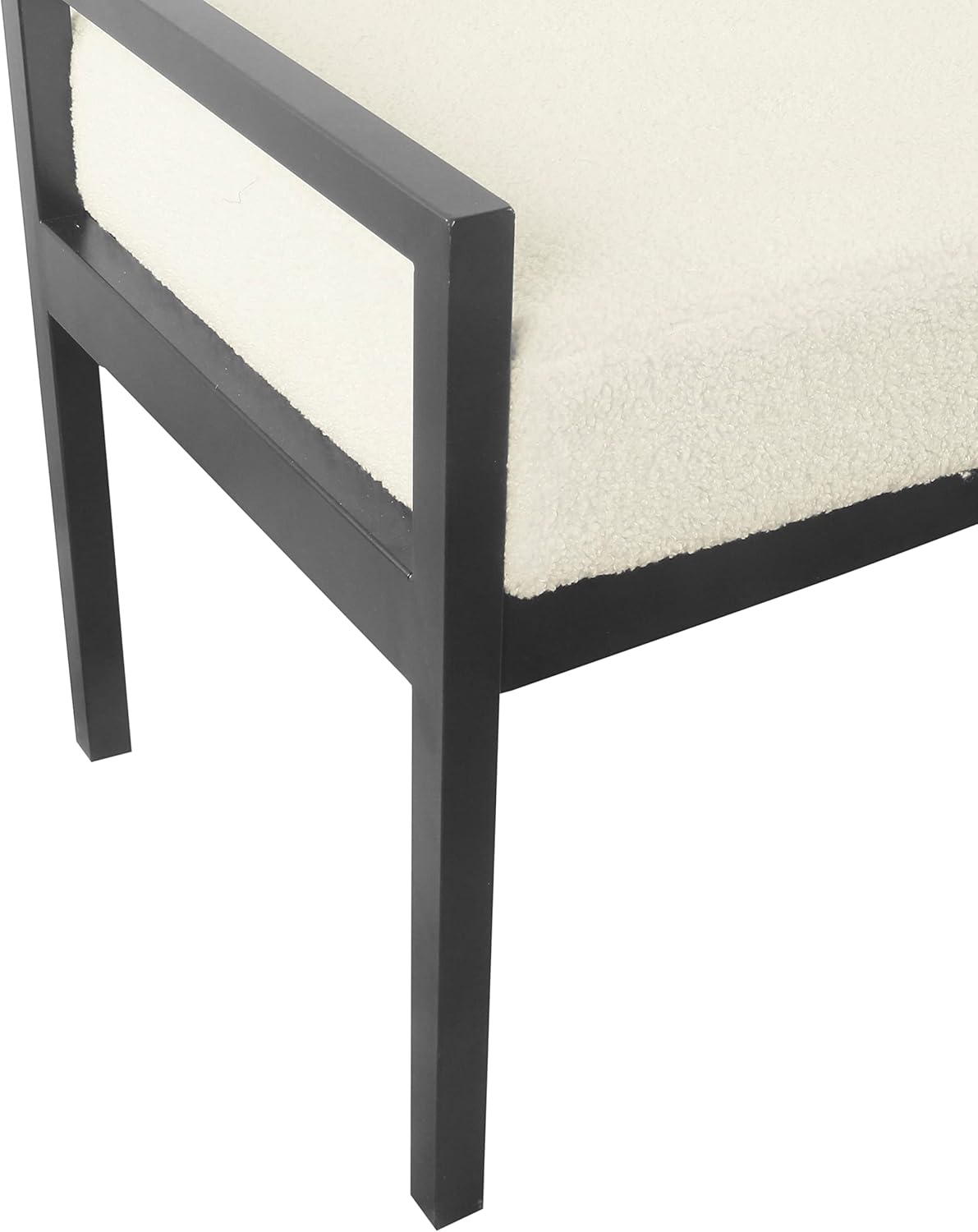 HomePop Modern Metal Bench|Bench for Living Room & Bedroom | Decorative Home Furniture -Sherpa Cream image 6