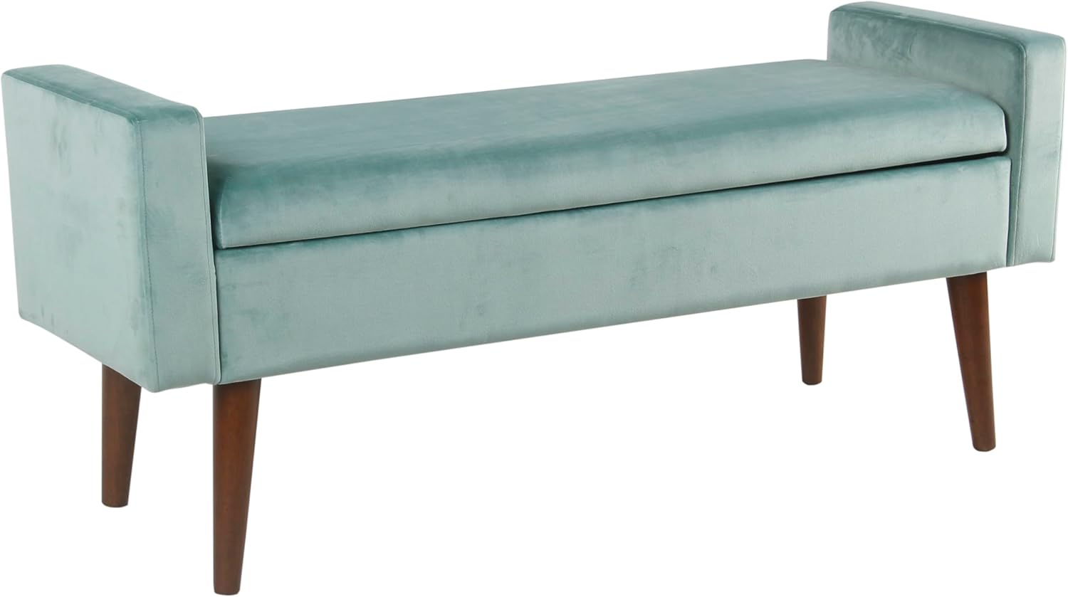 HomePop Home Decor | Upholstered Modern Velvet Storage Ottoman Bench | Ottoman Bench with Storage for Living Room & Bedroom | Decorative Home Furniture, Aqua Blue image 1