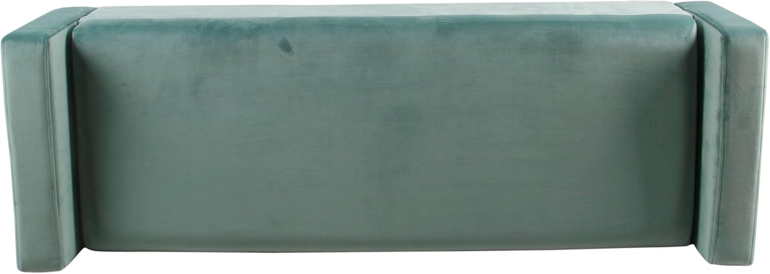 HomePop Home Decor | Upholstered Modern Velvet Storage Ottoman Bench | Ottoman Bench with Storage for Living Room & Bedroom | Decorative Home Furniture, Aqua Blue image 5