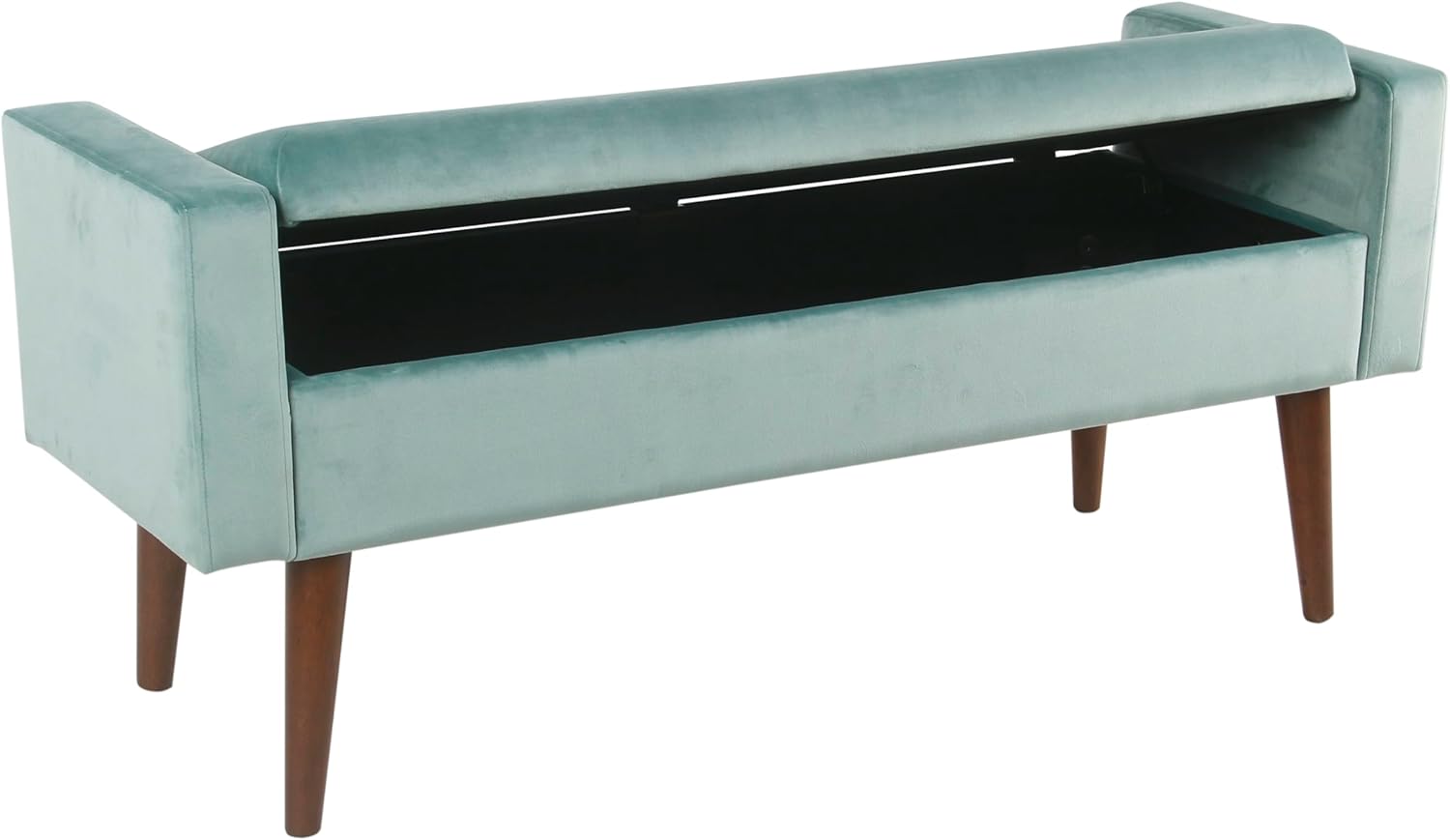 HomePop Home Decor | Upholstered Modern Velvet Storage Ottoman Bench | Ottoman Bench with Storage for Living Room & Bedroom | Decorative Home Furniture, Aqua Blue image 6