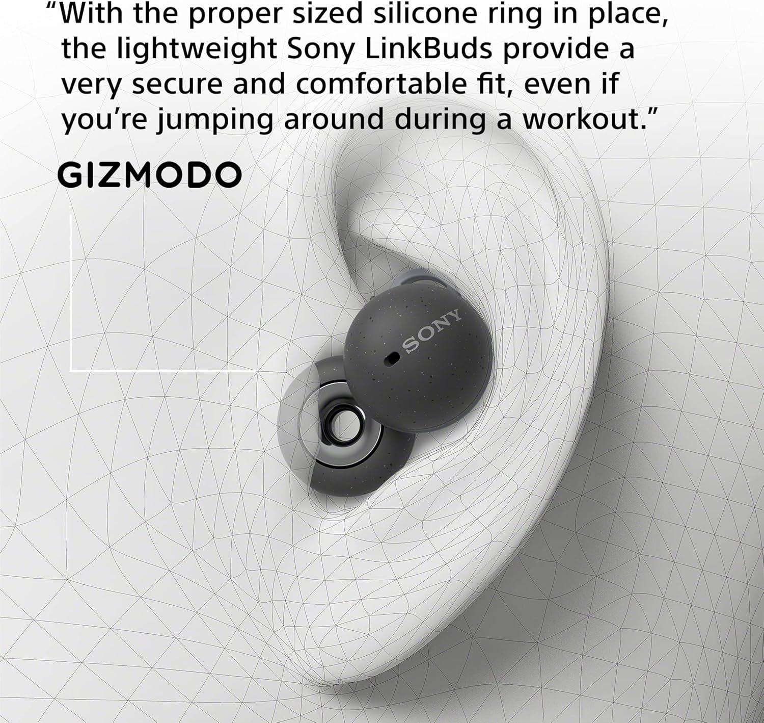 Sony LinkBuds Truly Wireless Earbud Headphones with an Open-Ring Design for Ambient Sounds and Alexa Built-in, Bluetooth Ear Buds Compatible with iPhone and Android, Gray image 3