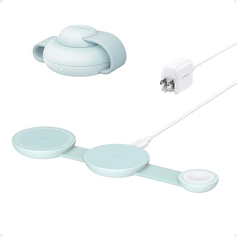 Anker MagSafe Compatible MagGo UFO 3-in-1 Charger, iPhone 16 Wireless Charger Station, Qi2 Certified 15W, Foldable Travel Charging Pad, for iPhone 15/14/13/12, AirPods, Apple Watch (Not a Power Bank) image 1