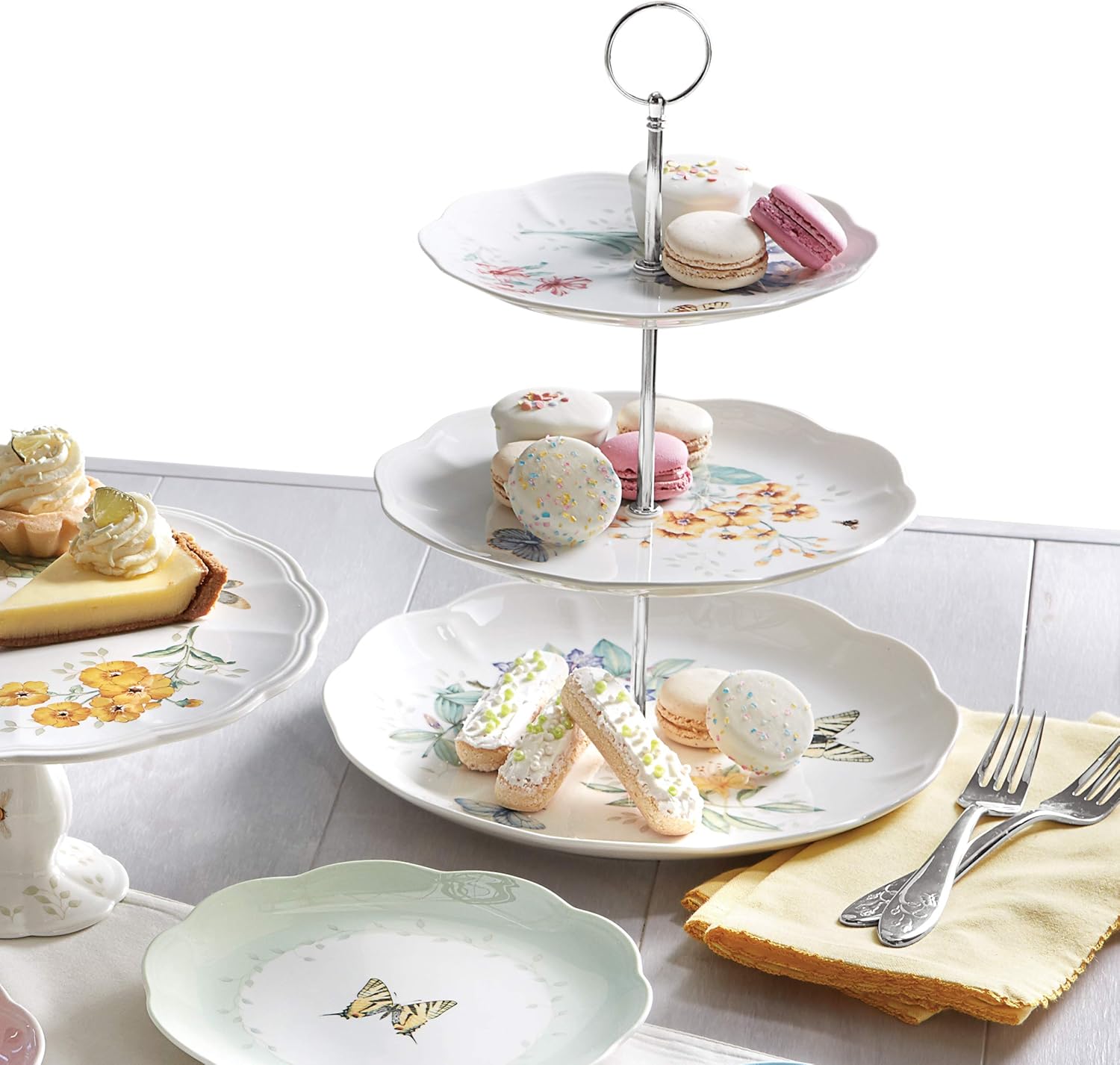 Lenox Butterfly Meadow 3-Tiered Server, 4.10 LB, Multi image 2
