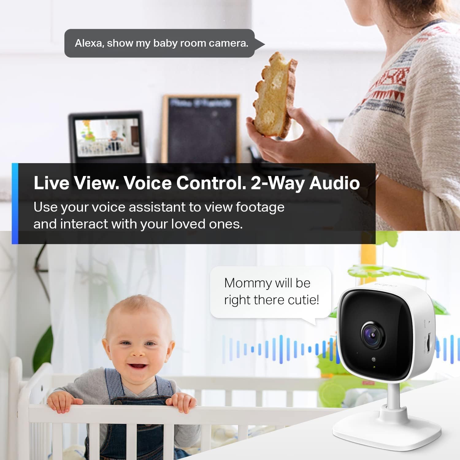 TP-Link Tapo 2K Security Camera for Baby Monitor, Dog Camera w/Motion Detection, 2-Way Audio, Night Vision, Cloud & SD Card Storage (Up to 256 GB), Works w/Alexa & Google Home, 2-Pack (Tapo C110P2) image 5