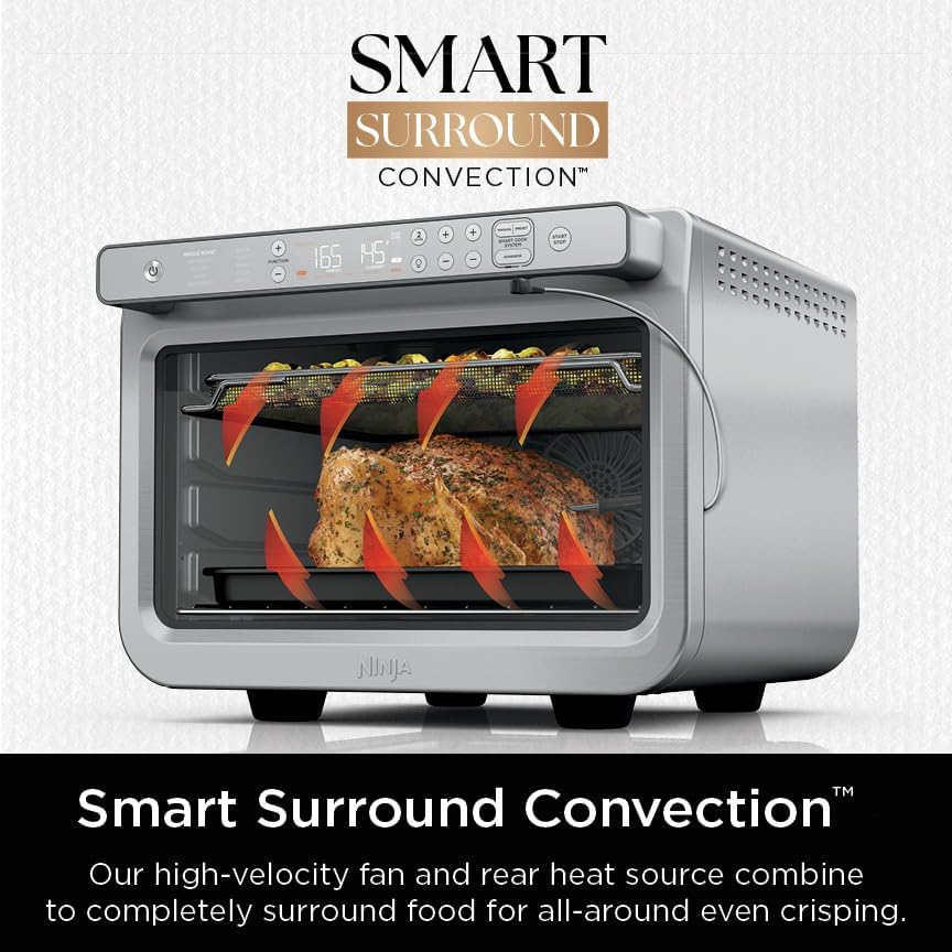 Ninja Prestige Smart XL with Pro Cook System 10-in-1 Air Fry Digital Countertop Convection Toaster Oven with Air Fry, Air Roast, Broil & Bake, Pro Cook Thermometer, 1800 Watts, Stainless Steel, DT551 image 6