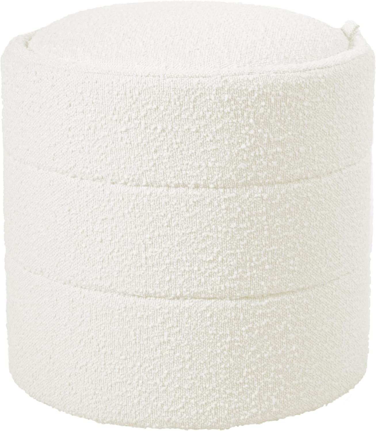 HomePop Storage Round Ottoman with Removable Lid Home Décor|Upholstered Round Foot Rest Ottoman - Cream Boucle image 1