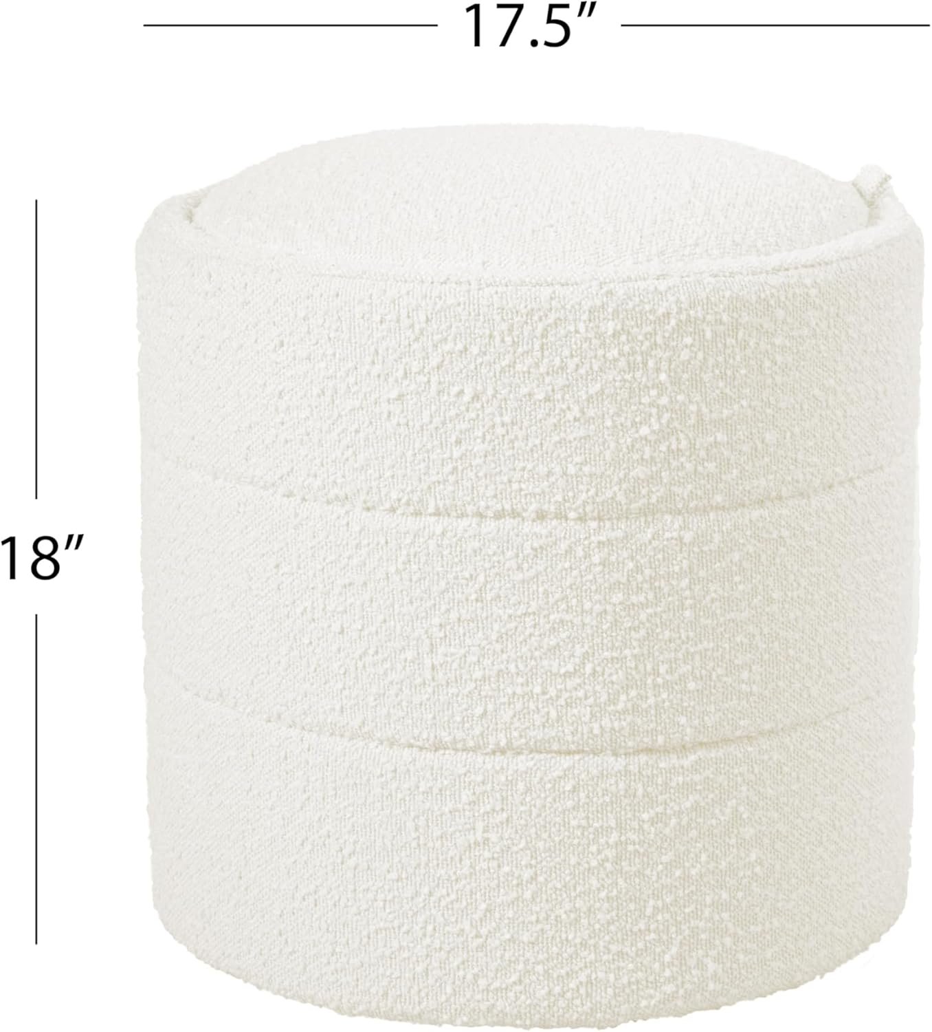 HomePop Storage Round Ottoman with Removable Lid Home Décor|Upholstered Round Foot Rest Ottoman - Cream Boucle image 3