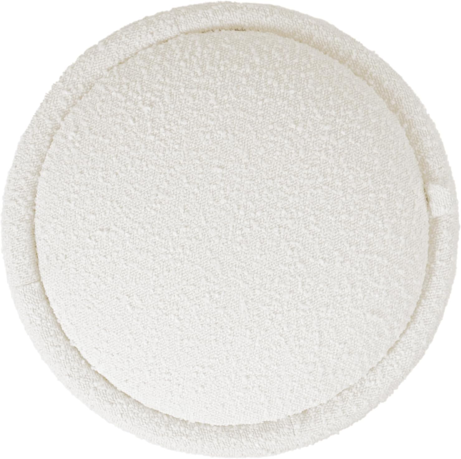 HomePop Storage Round Ottoman with Removable Lid Home Décor|Upholstered Round Foot Rest Ottoman - Cream Boucle image 10