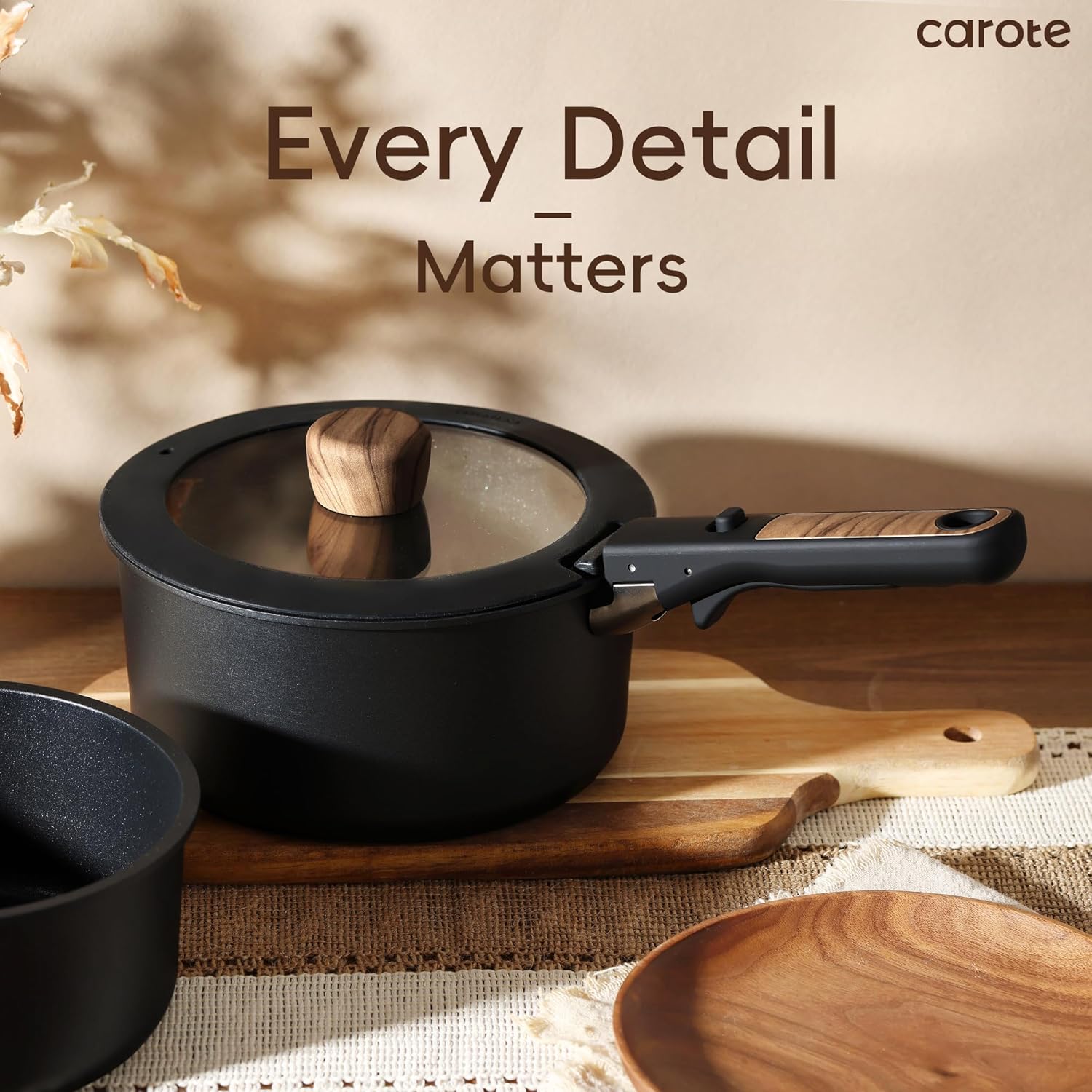 CAROTE Removable Handle, Handle for Detachable Removable Cookware,Universal Pot Handle,Suitable for All Cookware, Black image 3