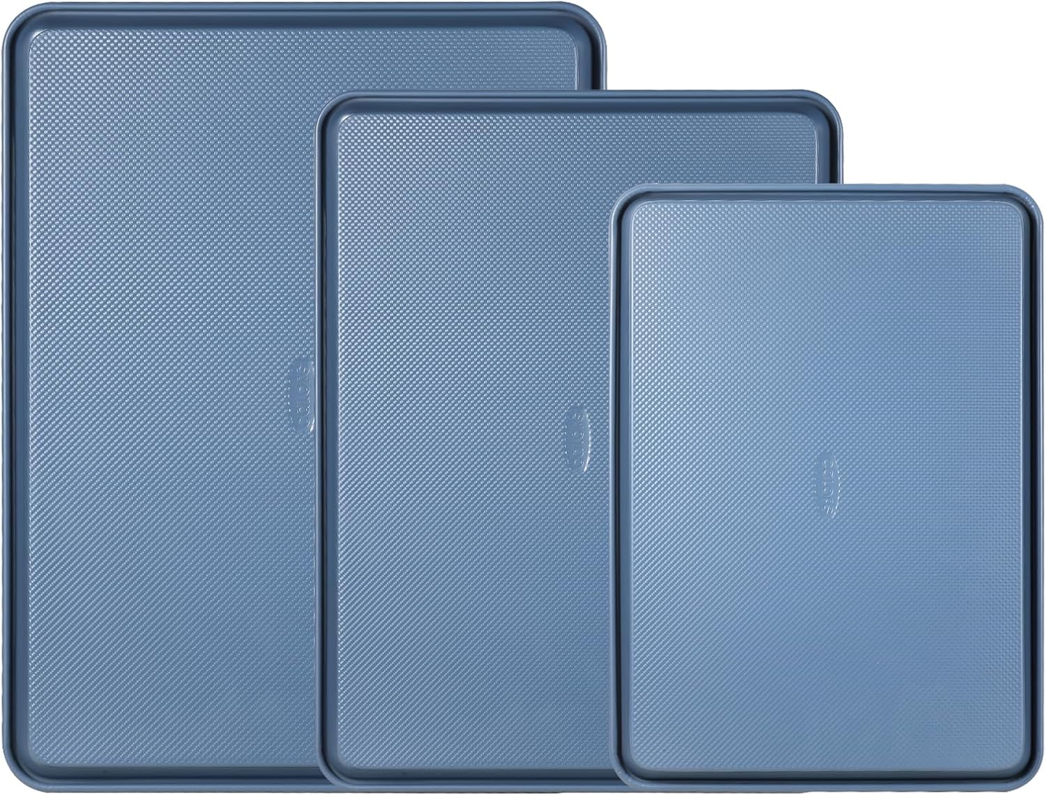 CAROTE 3-Piece Baking Pan Set - Bakeware Set, Baking Sheet Set Including 13 Inch 15 Inch 17 Inch Sheet Pan, Cookie Sheet for Baking, Royal Violet, Blue & Grey image 2