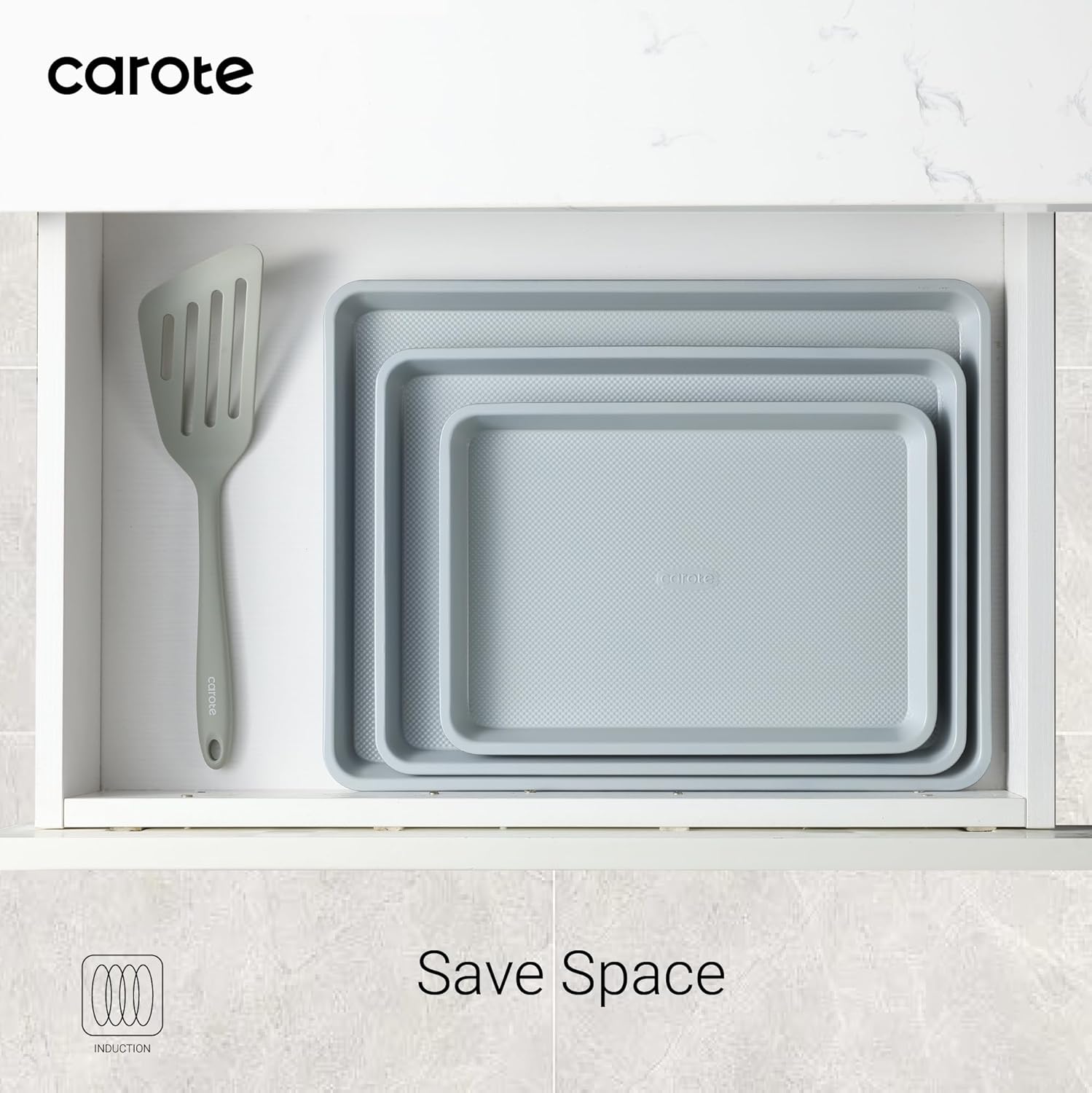 CAROTE 3-Piece Baking Pan Set - Bakeware Set, Baking Sheet Set Including 13 Inch 15 Inch 17 Inch Sheet Pan, Cookie Sheet for Baking, Royal Violet, Blue & Grey image 6