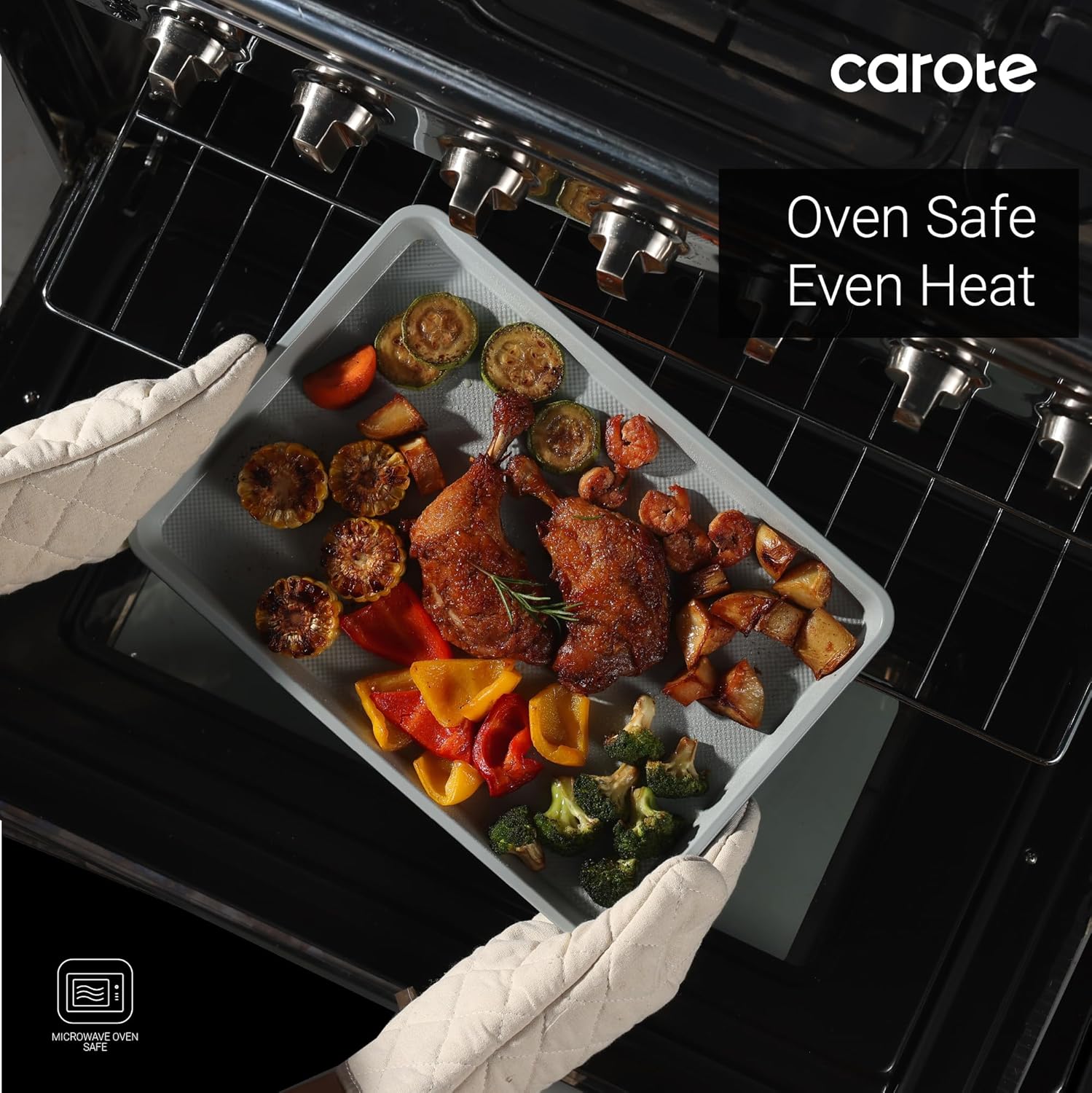 CAROTE 3-Piece Baking Pan Set - Bakeware Set, Baking Sheet Set Including 13 Inch 15 Inch 17 Inch Sheet Pan, Cookie Sheet for Baking, Royal Violet, Blue & Grey image 7