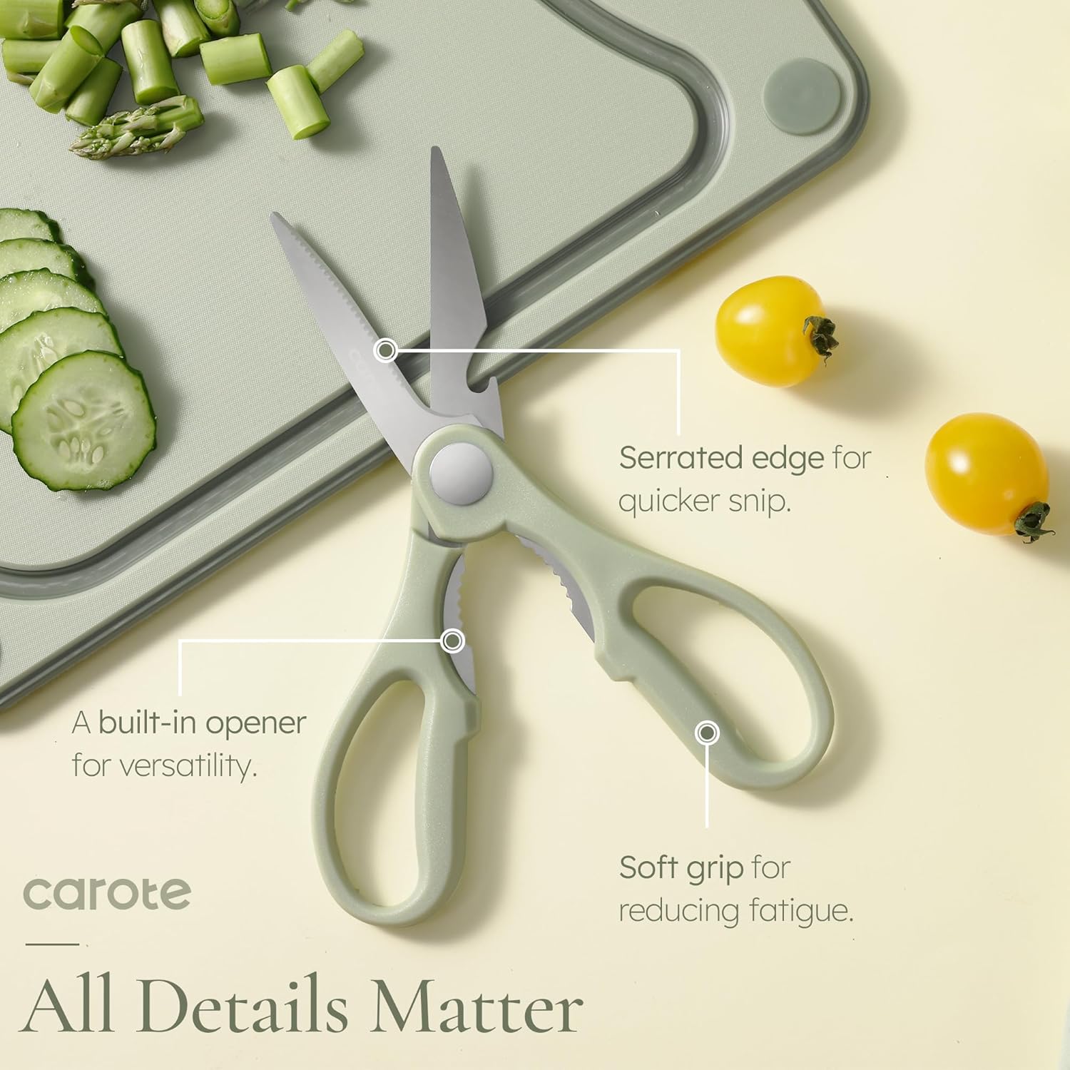 CAROTE Kitchen Knife Set with Block and Sharpener, Dishwasher Safe Knife Block Set 9Pcs, Forged Cutlery with Razor-Sharp Stainless Steel Blades, Green image 6