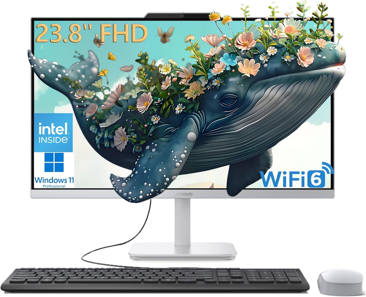 Lenovo 24 All-in-One Desktop Computer for Home Office, 23.8" FHD Business AIO, Intel 8-Core Processor (Beat i5-1140G7), 32GB DDR4 RAM, 1TB PCIe SSD, WiFi 6, Bluetooth 5.2, Windows 11 Pro, Vent-Hear image 1
