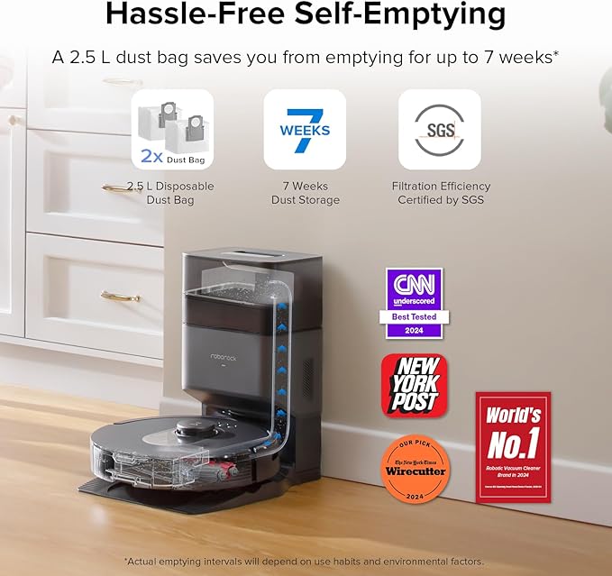 roborock Q5 Max+ Robot Vacuum with Self-Empty Dock, Upgraded from Q5+, 5500 Pa Suction, DuoRoller Brush, Hands-Free Cleaning for up to 7 Weeks, PreciSense LiDAR Navigation, App & Voice Control image 3